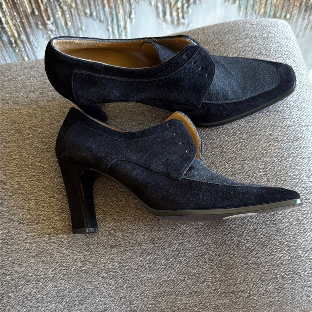 Stunning Suede Vintage Ralph Lauren Black Heeled Boots Made in Spain NWT.